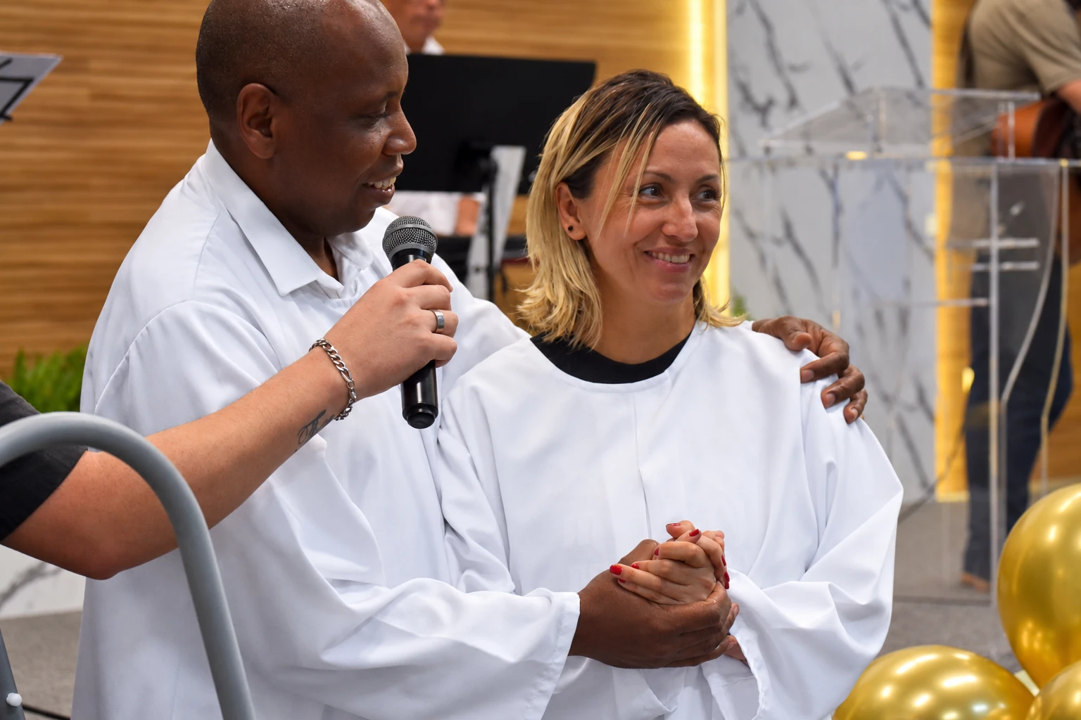 Momento de batismo na Igreja Batista Aliança
